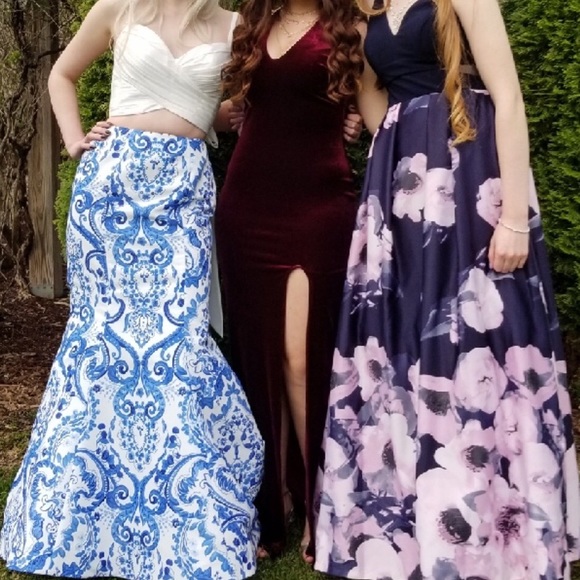 Sherri Hill Spring 2017 Collection Two Piece Mermaid Prom Dress Blue and White 4 - Picture 5 of 6